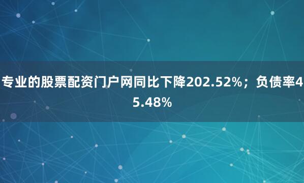 专业的股票配资门户网同比下降202.52%；负债率45.48%