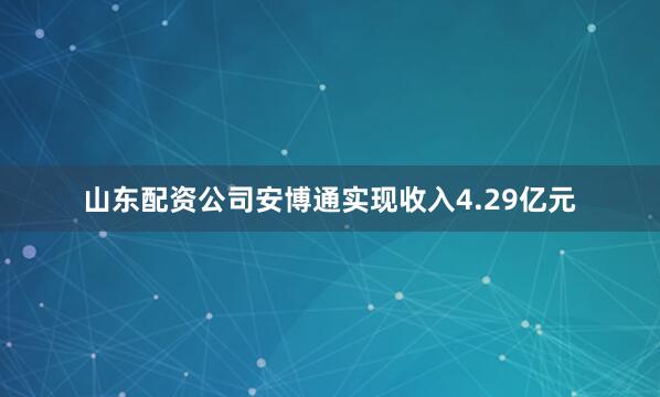 山东配资公司安博通实现收入4.29亿元