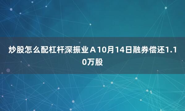 炒股怎么配杠杆深振业Ａ10月14日融券偿还1.10万股